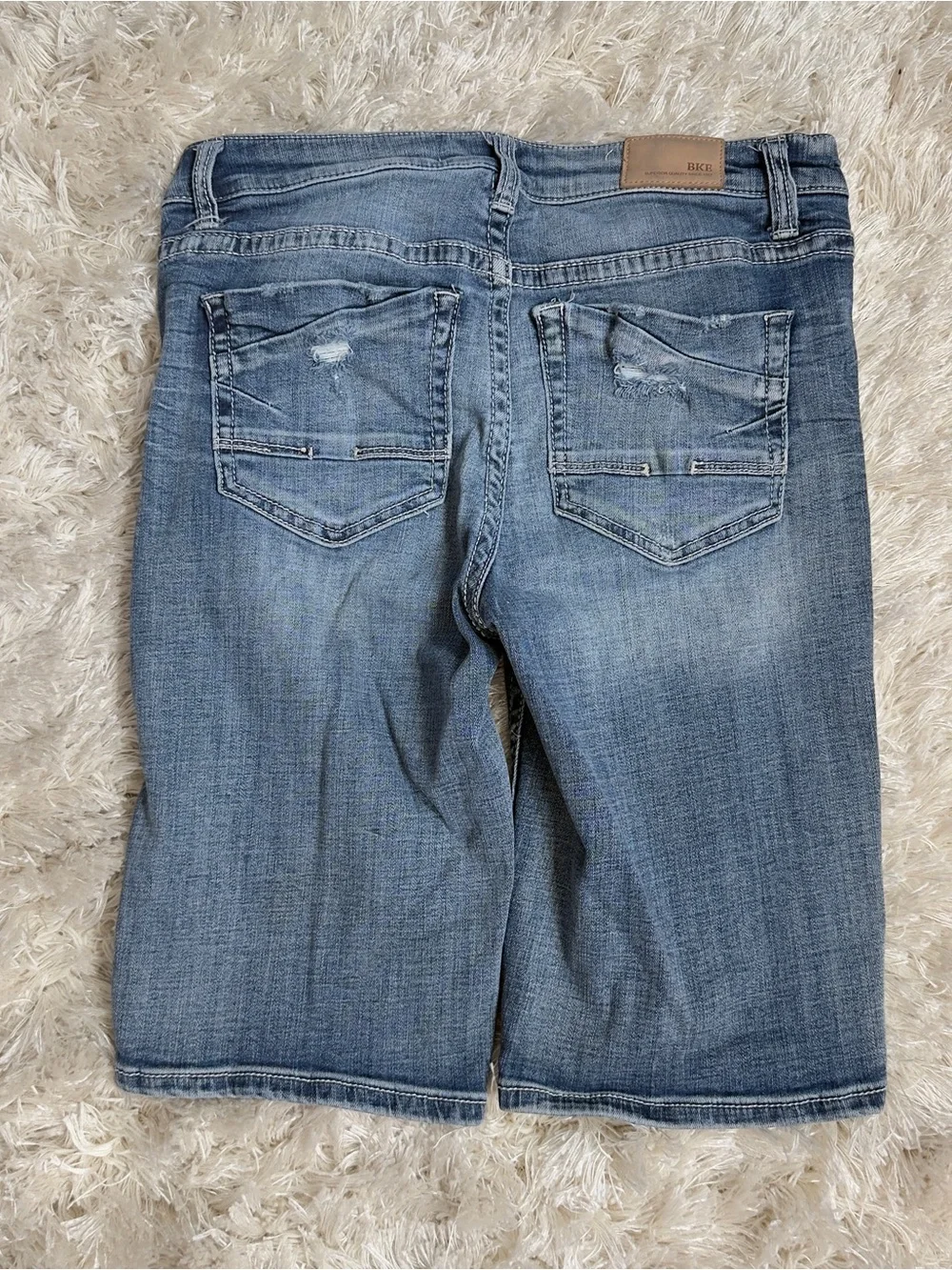 Distressed BKE Bermuda Denim Jorts‎ Shorts Victoria Medium Wash Y2K 27